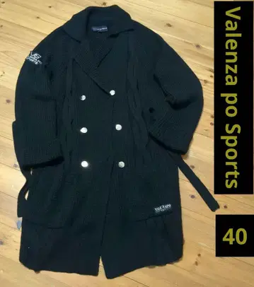 Valenza po Sports 블랙 케이블 니트 40 롱 코트