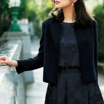 [자유구] 얽힘 트위드 노카라 자켓