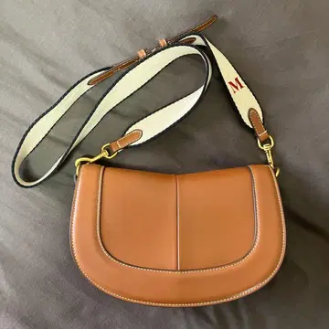 ZARA 탑 스티치 크로스 바디백 브라운 M 자수 있음