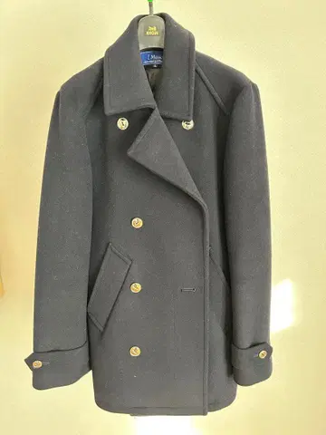 Milok 네이비 더블 브레스트 피 코트 L