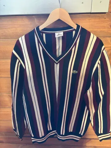 LACOSTE 스트라이프 V넥 스웨터 사이즈 5