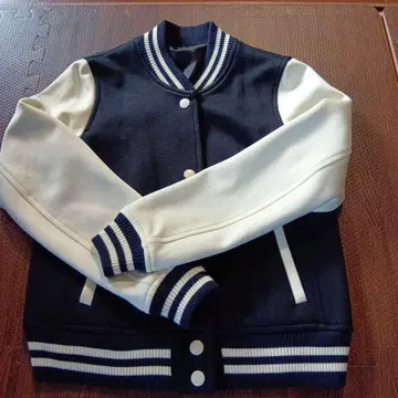 Urban Research 바시티 자켓 네이비 화이트