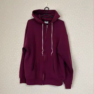 Hanes 80's 미국제 후드티 풀 집업 빨간색 크림슨