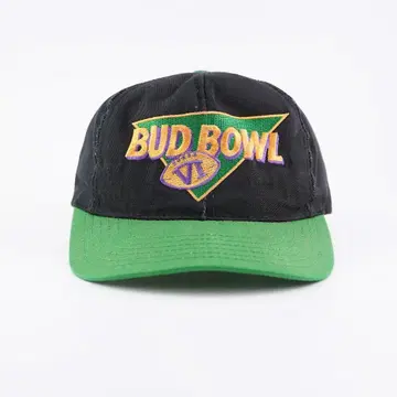 버드와이저 버드보울 모자 캡 90s USA제 블랙 그린 투톤