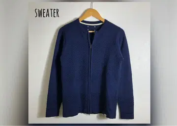 네이비 집업 니트 스웨터