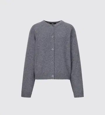 유니클로C 캐시미어 크루넥 숏 가디건 그레이 L