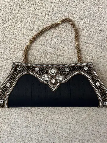 블랙 실크 파티백/클러치백