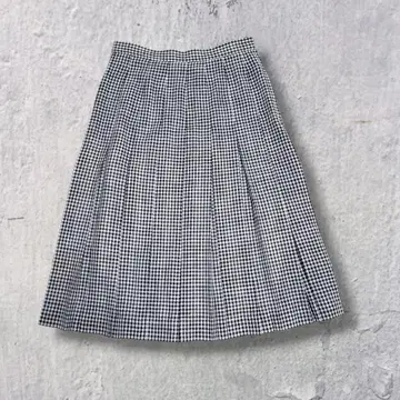 90s 깅엄 체크 플레어 스커트 11호 블랙 x 화이트 깔끔한 구제 의류