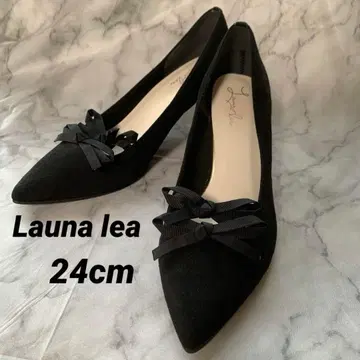 Launa lea 블랙 리본 스틸레토 펌프스 24cm 힐 7cm