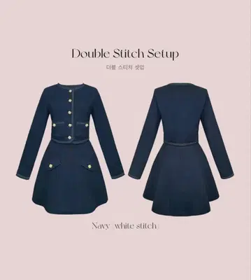 [ QUNG ] 더블 스티치 셋업 네이비