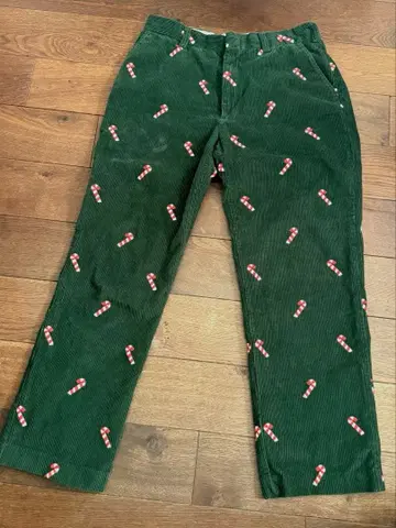 ORVIS 다크 그린 캔디케인 패턴 코듀로이 크리스마스