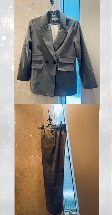 여성용 XL 그레이 자켓 9부 기장 팬츠 셋업