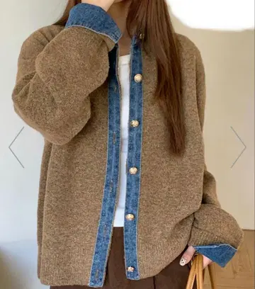 데님 도킹 니트 가디건