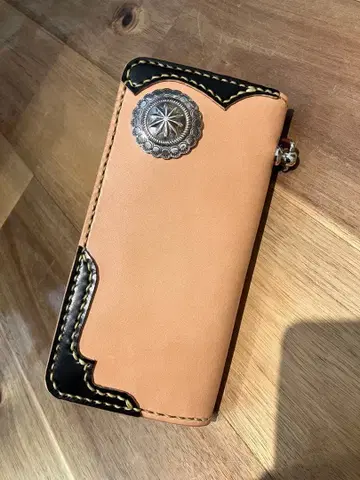 [ 미사용 ] 롱 지갑 그레이비 가죽