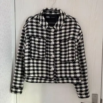 ZARA 트위드 체크 무늬 자켓