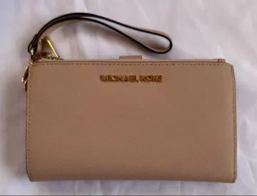 MICHAEL KORS 핑크 베이지 장지갑 핸드 스트랩 포함