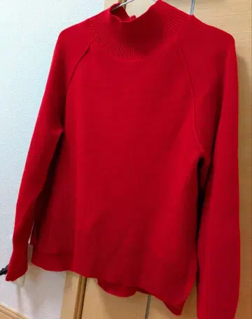 GLOBAL WORK 멜티 하이넥 아제 풀오버 빨간색