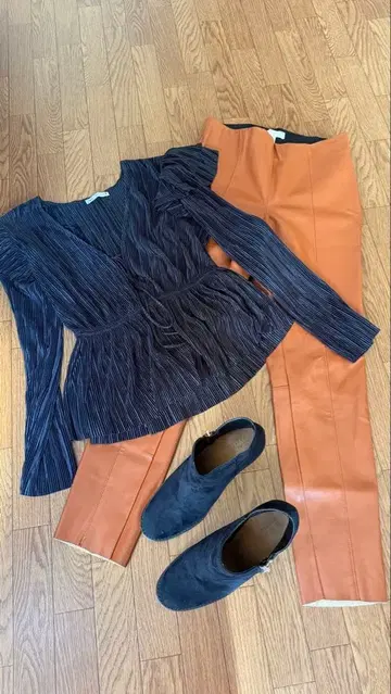 ZARA 네이비 오렌지 셋업