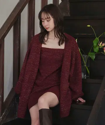 mideal 글리터 멜란지 니트 앙상블