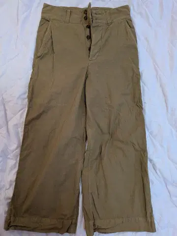 카키 와이드 팬츠 하이웨스트 4개 버튼