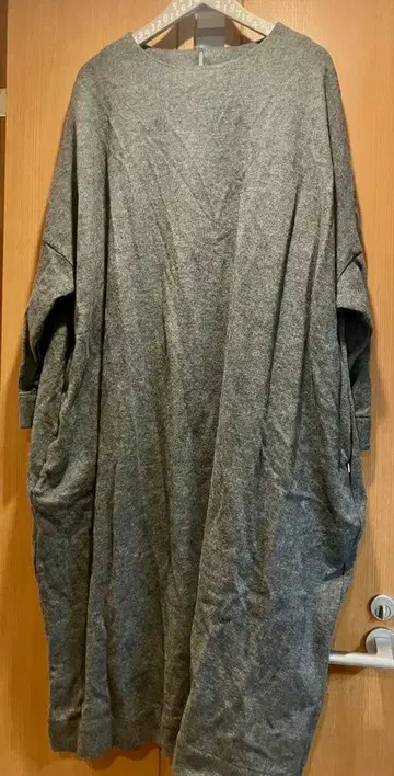 SOU SOU 간두이 그레이 오버 사이즈 긴팔 원피스 울