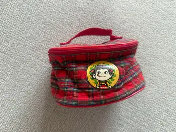 헤이세이 레트로 후지야 페코짱 빨간색 체크 무늬 파우치