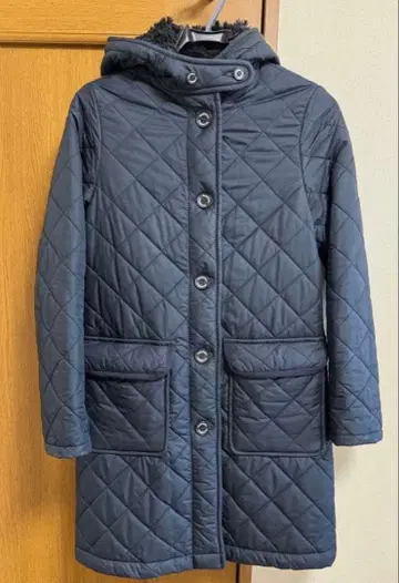 네이비 퀼팅 자켓 후드 부착