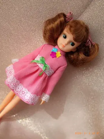 초대 리카짱 사이즈 꽃과 레이스 드레스 핑크