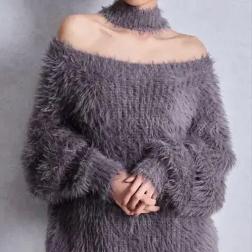 [ 완판템 ] 2WAY 샤기 초커 니트탑