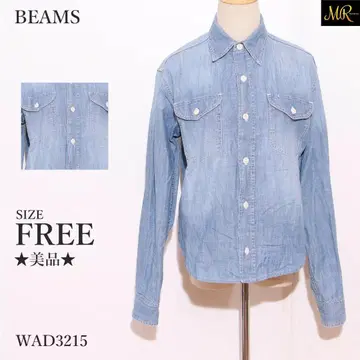 슈가케인 상의 긴팔 셔츠 데님 원단 무지 앞 버튼 캐주얼