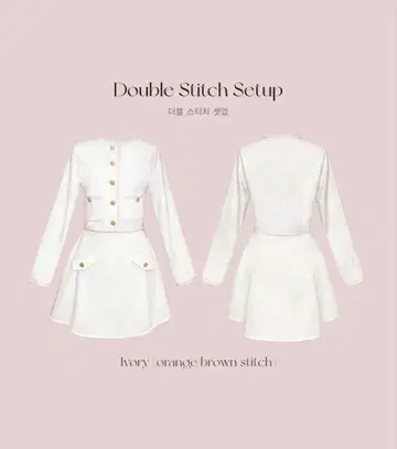 [ QUNG ] 더블 스티치 셋업 아이보리