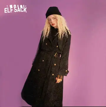 ELF SACK 라메 믹스 코듀로이 롱 트렌치코트 / 퀼팅 안감