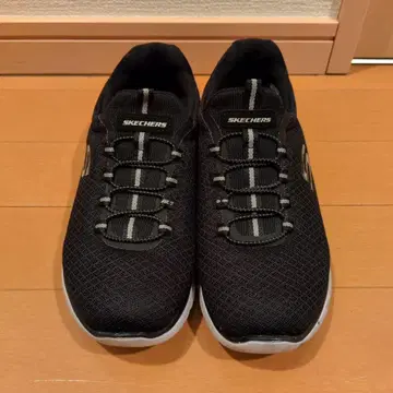 여성용 24cm SKECHERS 블랙 스니커즈