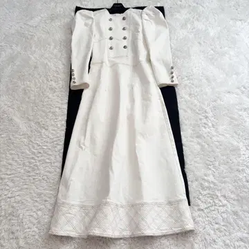 보더스 앳 발코니 데님 원피스 더블 버튼 퀼팅 36