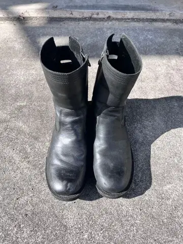 REDCOVER 엔지니어 부츠 블랙 가죽 숏 지퍼 포함