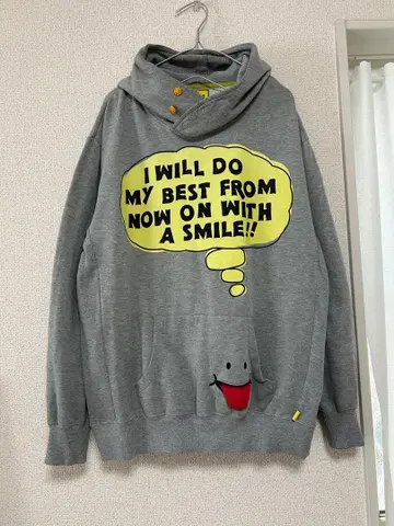 업스마일 유니크 디자인 그레이 후드티 4L