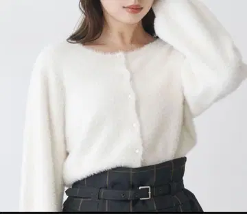 MERCURYDUO 미니 샤기 크루넥 가디건