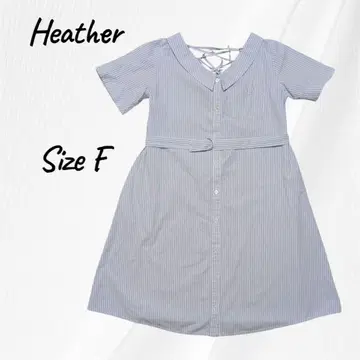 새상품급 Heather 스트라이프 원피스 파스텔 블루 여름 양쪽 포켓