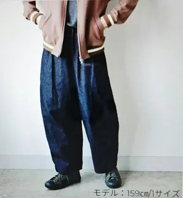 Season off 코튼 린넨 데님 와이드 쇼 테이퍼드 팬츠