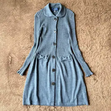 [엠즈 그레이시] 원피스 튜닉 니트 그레이 38 리본 리브