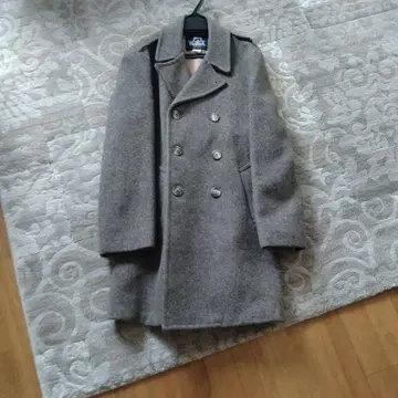 울 리치 더블 브레스트 피 코트 빈티지