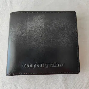 미사용급 장 폴 고티에 이단 접이식 지갑 가죽 블랙 실버