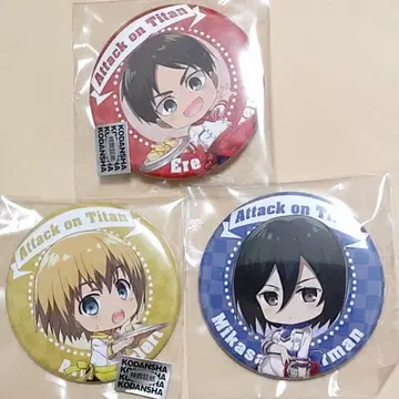진격의 거인 엘렌 미카사 알민 캐릭터움 카페 한정판 캔뱃지 진격