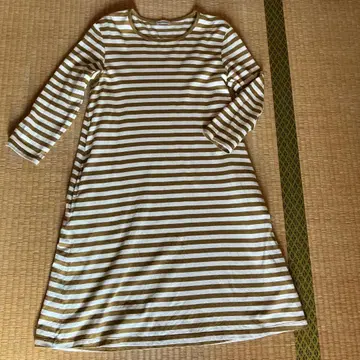 marimekko 보더 무늬 7부 소매 원피스