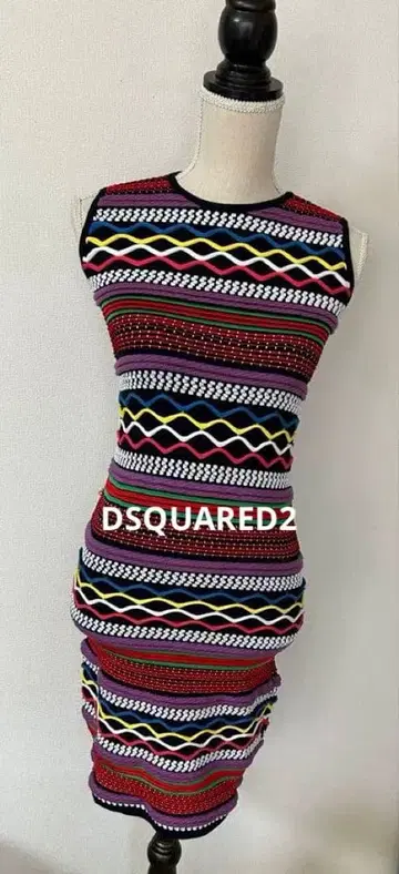 DSQUARED2 슬리브리스 니트 원피스 멀티 컬러 스트라이프 M