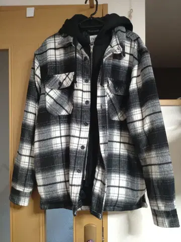 ZARA 후드티 레이어드 스타일 체크 후디 셔츠 자켓
