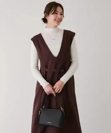 [택 포함 새상품] JAYRO 다크 브라운 V넥 원피스