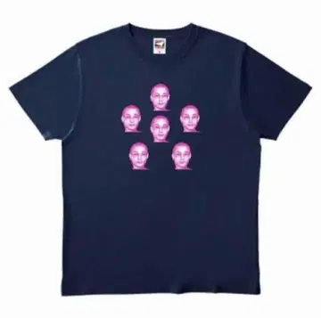 ARAKI 네이비 T셔츠 XXL 얼굴 프린트