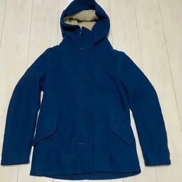 BACK NUMBER 후드 부착 코트 숏 기장 네이비 보아 안감