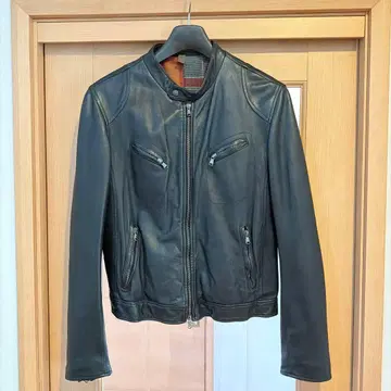 블랙 싱글 라이더 자켓 Angelo mele